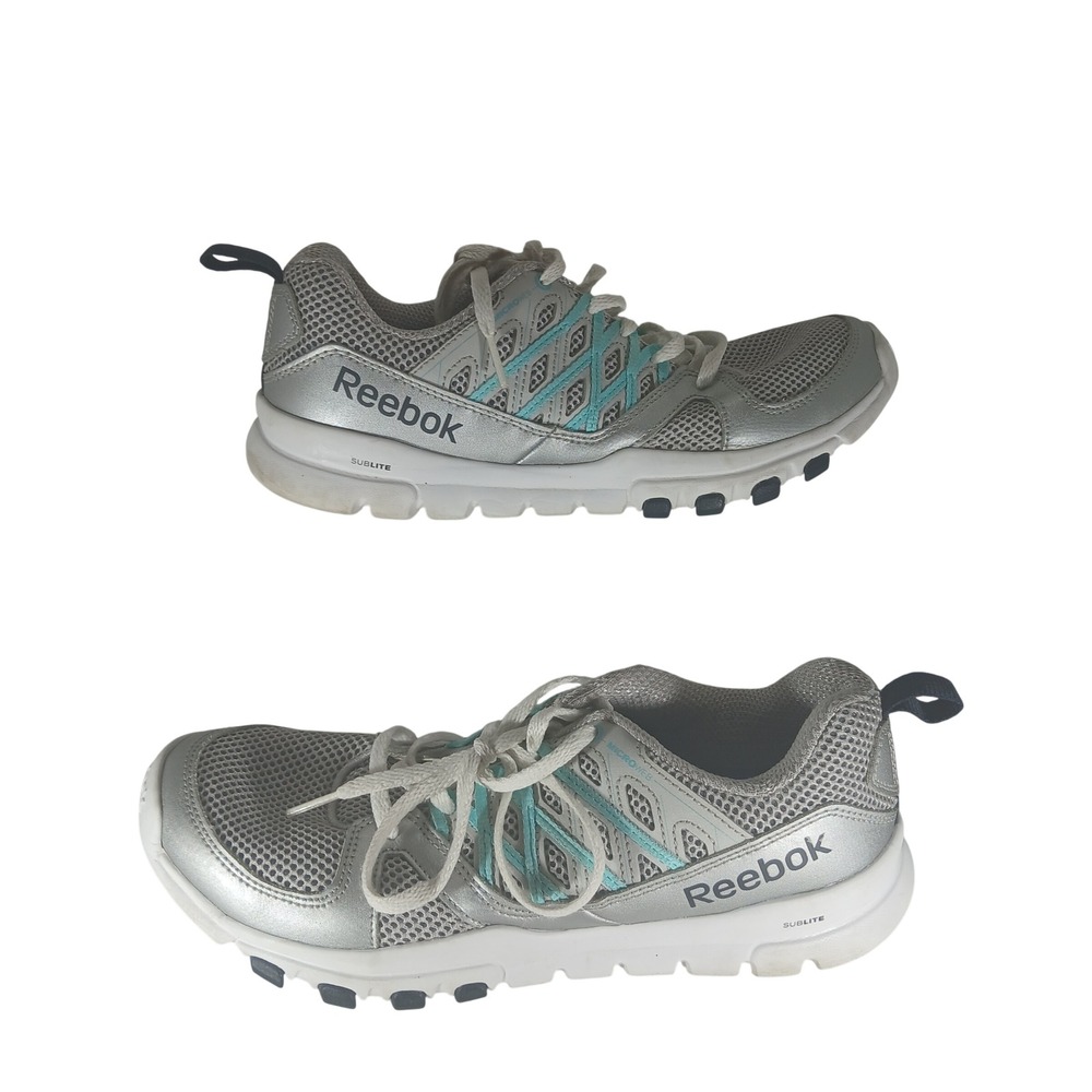 Reebok Sublite Train 1.0 8.5 Silver Grey Blue Metallic Y2K Gymcore Sneakers